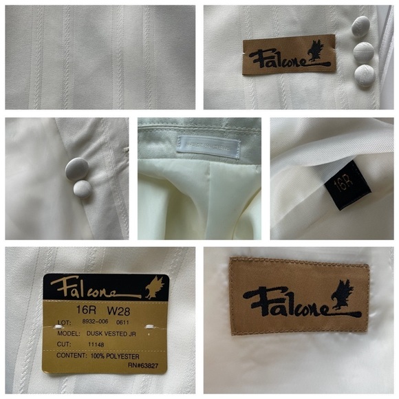 Falcone Dusk Vested JR Suit Blazer Jacket Vest Ivory Boys Size 16R Vintage NWT - Picture 5 of 12
